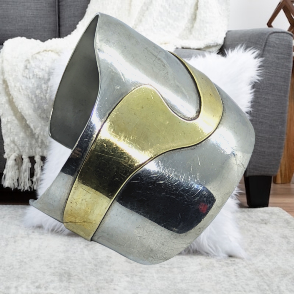 Stainless Steel Cuff with a Wave of Brass Across